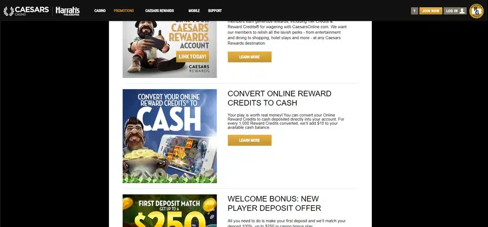 Caesars Casino Special promos