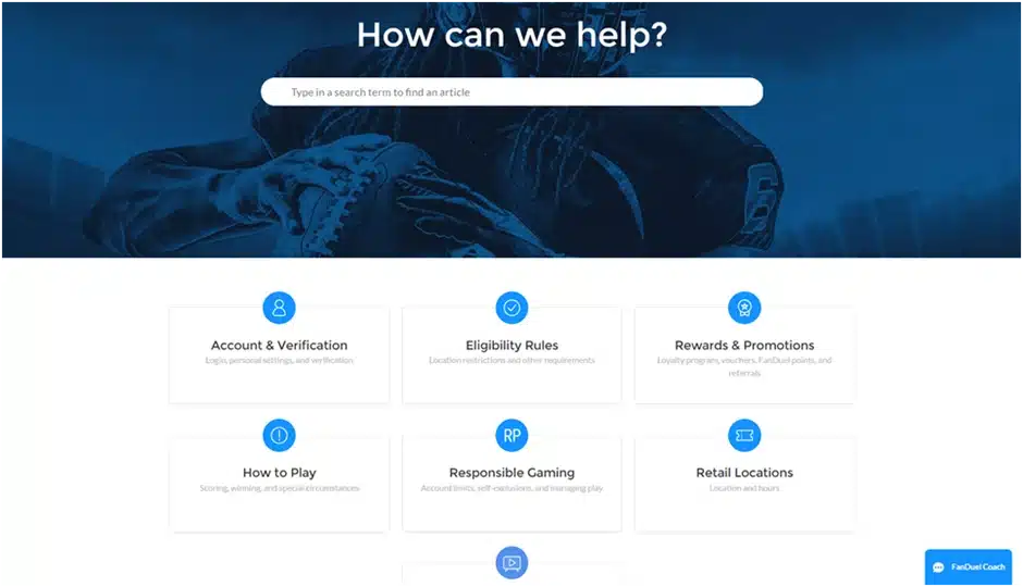 Fanduel Support page